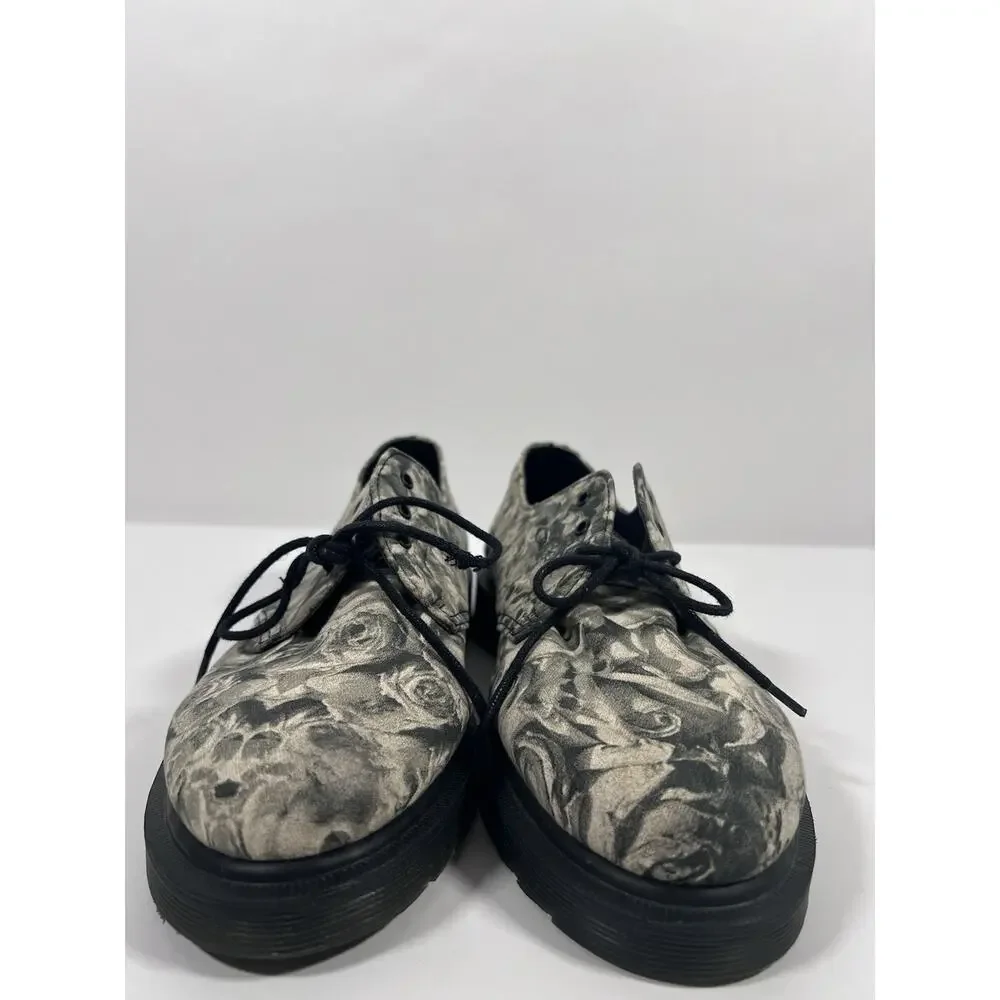 Dr Martens Lester Wild Rose Skull Canvas Oxford Shoes Men 7 Women 8 EU 39
